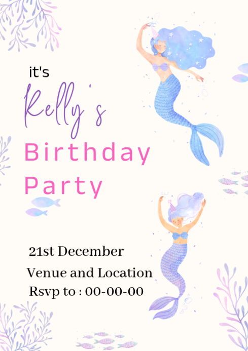 White Birthday Party A4 Template | PosterMyWall