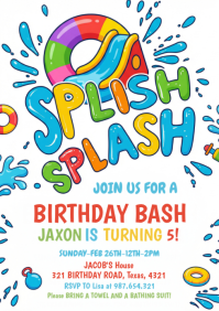 White Birthday Party A4 template