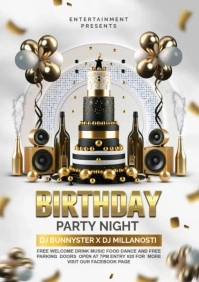 White birthday party flyer A4 template
