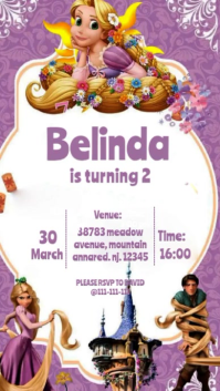 White Birthday Party Invitation Digitalt display Template