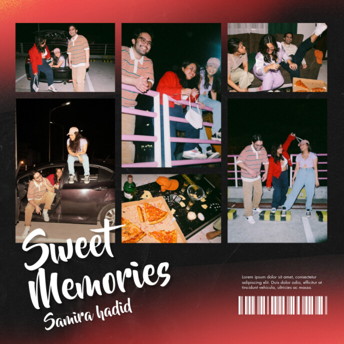 White Black & Red Sweet Memories Album Cover template