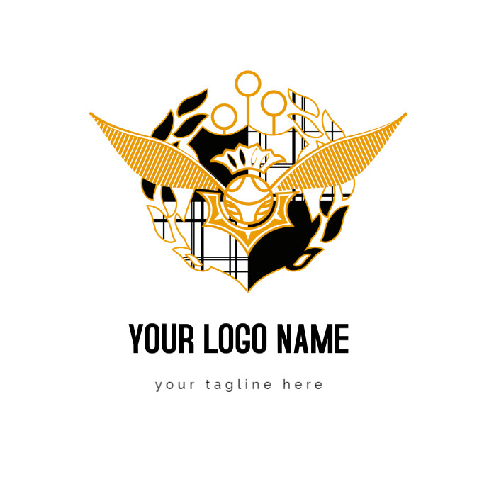 White  Black And Orange Tribal Logo With Wings Art, Harry Potter Logo template