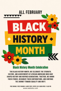 White Black History Month Celebration Pinterest Graphic template