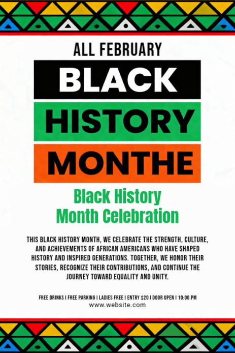 White Black History Month Celebration Pinterest Graphic Template ...