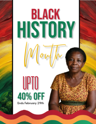 White Black History Month Flyer Pamflet (Letter AS) template