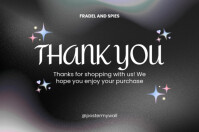 White Black Holographic Thank You Card Label template