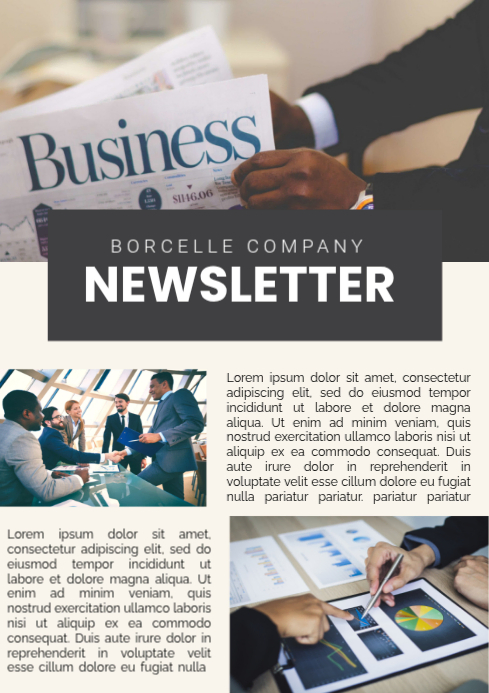 White Black Simple Business Newsletter Template | PosterMyWall