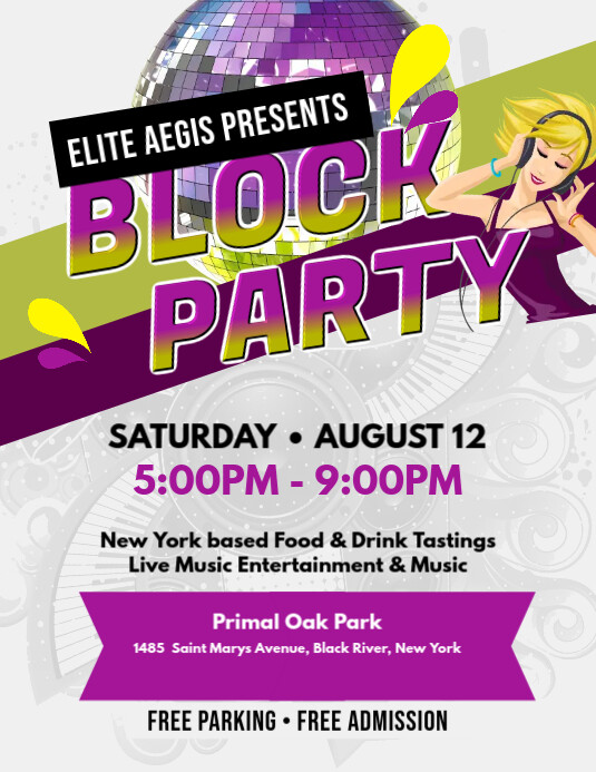 White Block Party Flyer Folder (US Letter) template