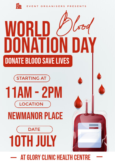 White Blood Donation Flyer  A3 template