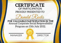 White Blue And Gold Modern Corporate Certificate Of Participation  A4 template