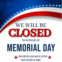 White Blue and Red Maximalist Memorial Day Business Sign Notice  Instagram Post template