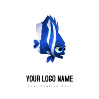 White  Blue And White Fish Art Logo template