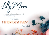White-Blue Floral  Will You Be My Bridesmaid Postcard template