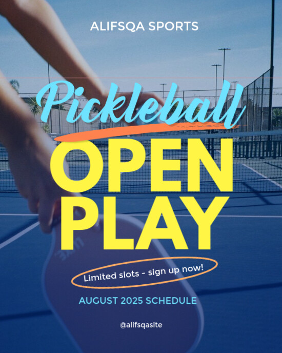White Blue Joyful Pickleball Open Play Instagram Portrait template