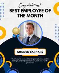 White Blue Modern & Minimal Best Employee Of The Month Instagram Portrait template