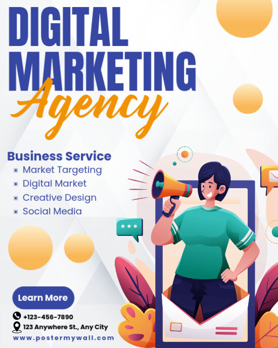 White blue Modern & Minimal Digital Marketing Agency Instagram Portrait template