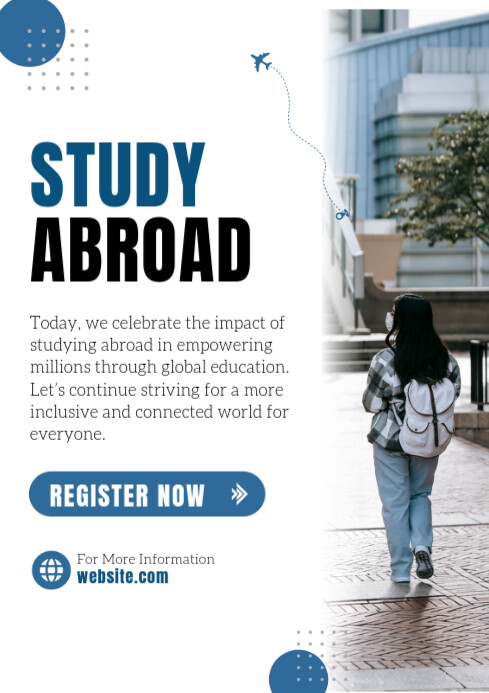 White Blue Modern & Minimal Study Abroad A2 template