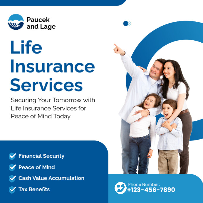 Plantilla de White Blue Modern Life Insurance Services Instagram Post ...