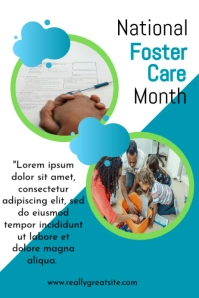 White Blue  Modern National Foster Care Month Awareness Poster template