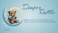 White Blue Moon Bear Baby Shower Diaper Raffle Card template