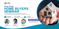 White blue Professional First-time Home Buyers Seminar  Eventbrite Banner template