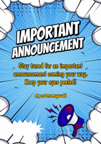 Blue Announcement A4 Template
