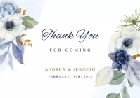 White Blue Wedding Thank You Card A5 template