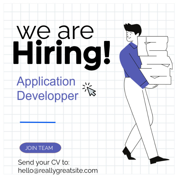 White Blue White We Are Hiring Application Developper Instagram Post ...