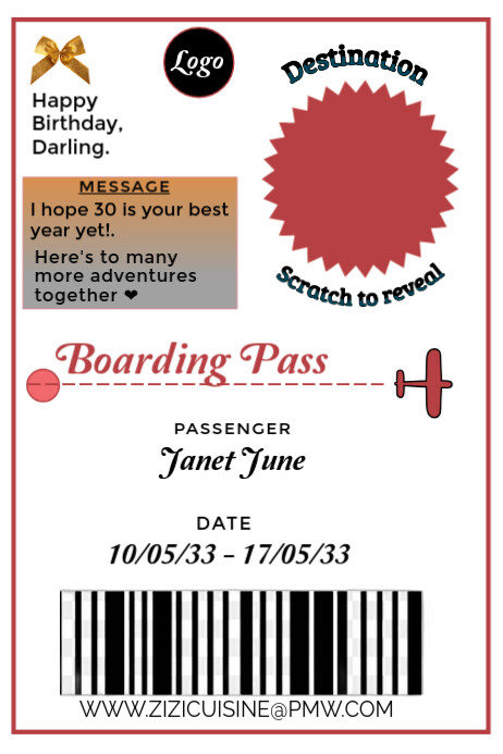 Copy of White Boarding Pass Gift Poster | PosterMyWall