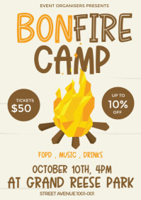 White Bonfire Camp Flyer A3 template