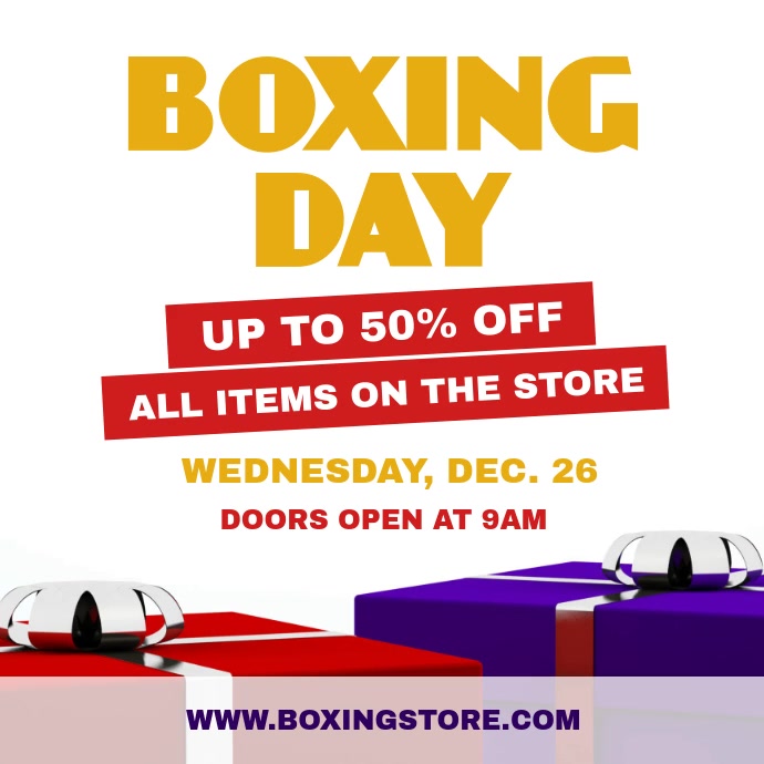 White Boxing Day Sale Square Video Template Postermywall
