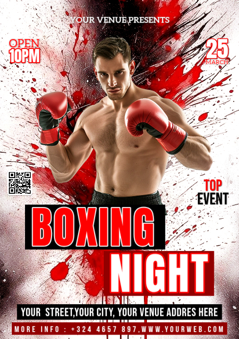 White Boxing Event A5 Template | PosterMyWall