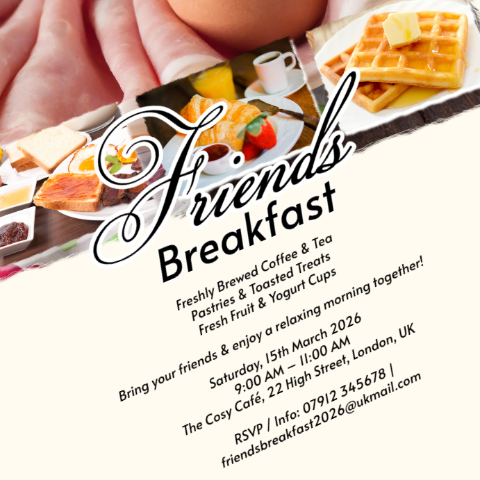 White Breakfast Event Instagram Post Template | PosterMyWall