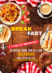 White Breakfast Time Flyer A6 template