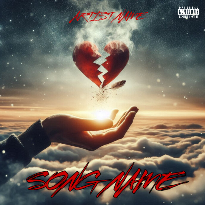 White  Broken Heart Mixtape Album Cover  Album Cover template