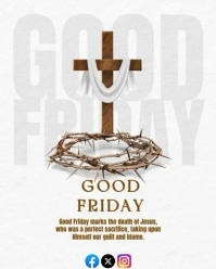 White Brown Good Friday Instagram Potrait Design Template