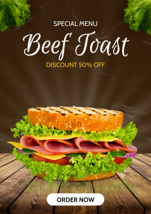 White Brown Yellow Modern Toast Promotion Template | PosterMyWall