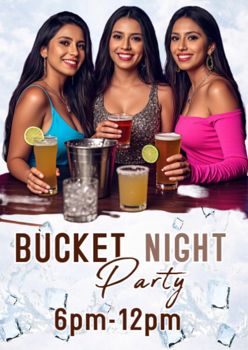 Bucket Nite White Bucket Night Party A6 Template | PosterMyWall