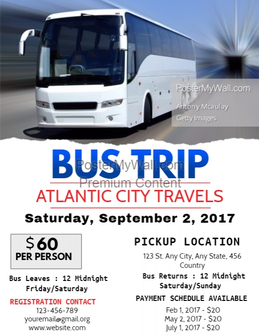 Copy of White bus trip flyer template PosterMyWall