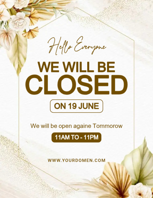 White Business Closure Announcement Flyer Template | PosterMyWall