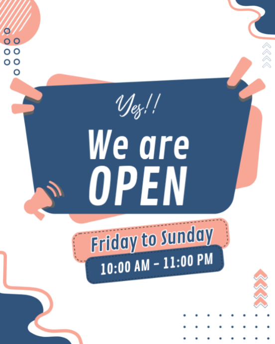 White Business Hours Announcement Instagram Portrait Template ...