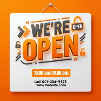 White Business Hours Announcement Instagram Post template