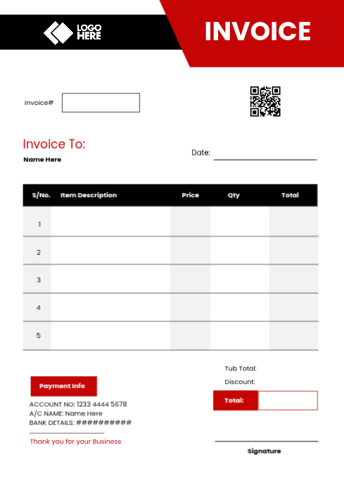 White Invoice A4 Template | PosterMyWall