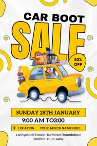 White Car Boot Sale Event Poster template