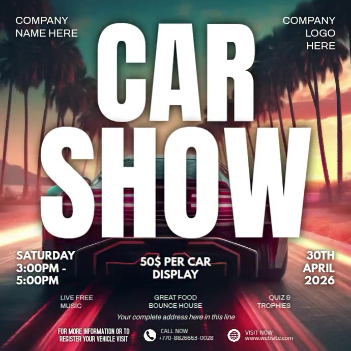 White Car Show Event Instagram Post Video Template | PosterMyWall