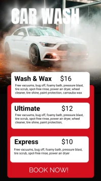 White  Car Wash Price List Digital Display (9 template