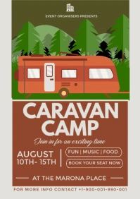 White Caravan Camp Flyer A3 template