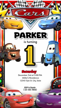 White Cars-themed Birthday Invitation Instagram Story template
