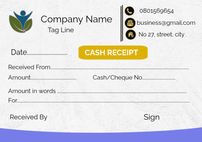 White Cash Receipt A5 Template | PosterMyWall