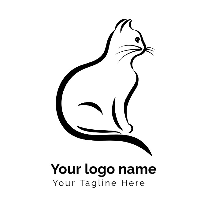 White  Cat Silhouette Drawing, Cat, White, Mammal Logo โลโก้ template